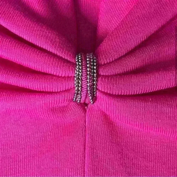 Rafaella Sportswear Subtle Bow Embellished Knit Top in Hot Pink. Size Small. NWT - Picture 5 of 16